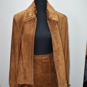 100% Leather Jacket w/ Faux Fur Collar - XL